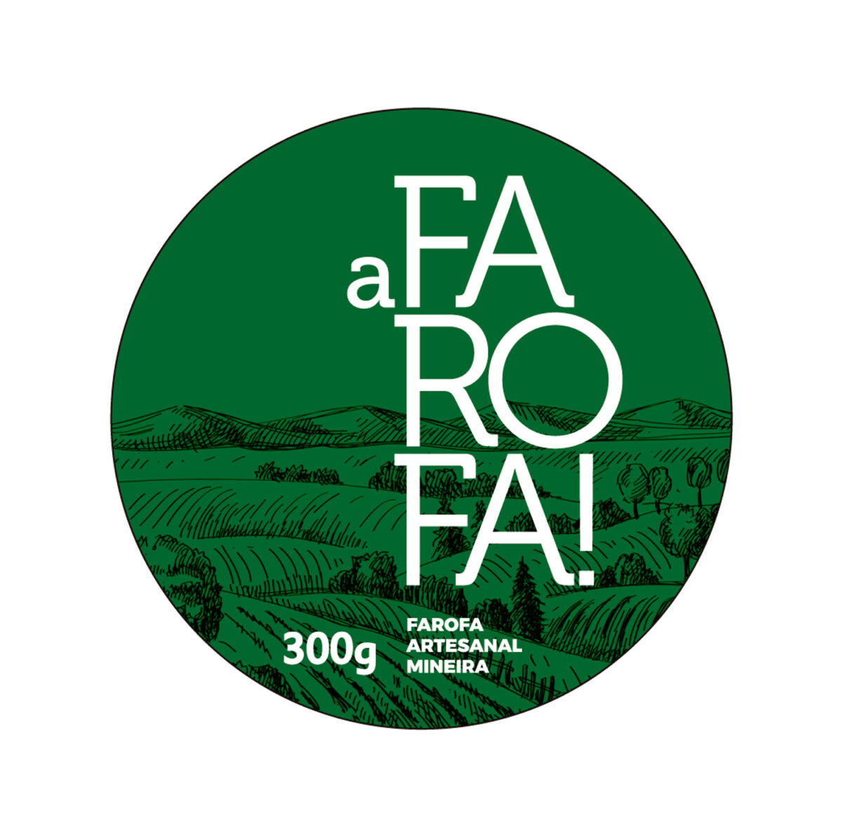 Rótulo Adesivo de Farofa, verde com fundo branco e um escrito dentro 