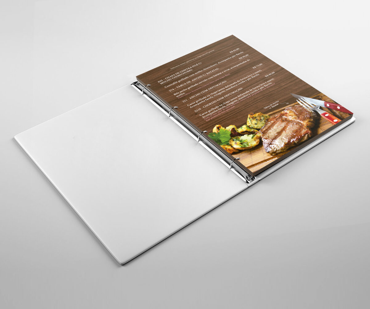 Cardápio com furo para fichário Personalizado - MOD. 005