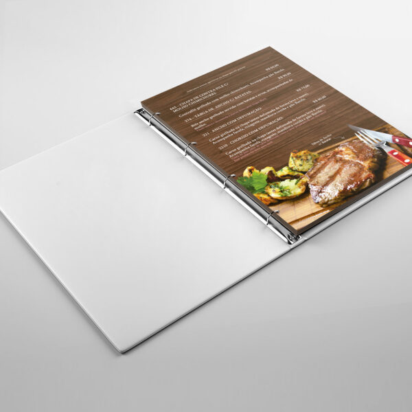 Cardápio com furo para fichário Personalizado – MOD. 005