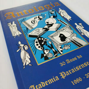 Livro com laminação fosca e hot-stamping capa azul título
