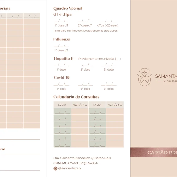 Cartão Pré-Natal Personalizado com Laminação Fosca – MOD. 104