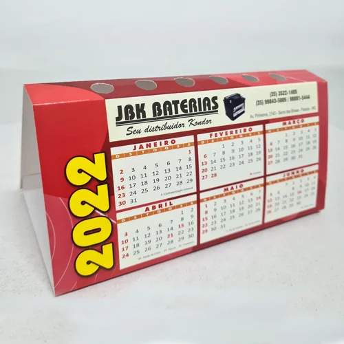 Calendário Personalizado de Mesa com Porta-Canetas
