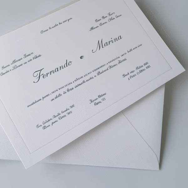 Convite de Casamento com Relevo | Envelope com Aba Dupla e Relevo Prata | Mod. 37