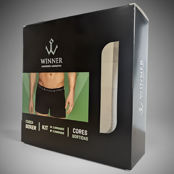 Caixa para cuecas personalizada p/ 3unid. com Laminação Fosca