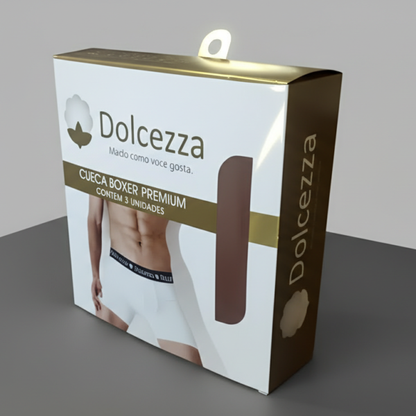 Caixa para cuecas personalizada p/ 3unid. com Verniz UV